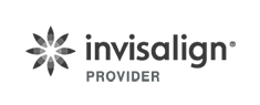 The invisalign provider logo is black and white.