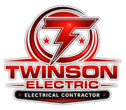 Twinson Electric logo in red and white with “Electrical Contractor” banner