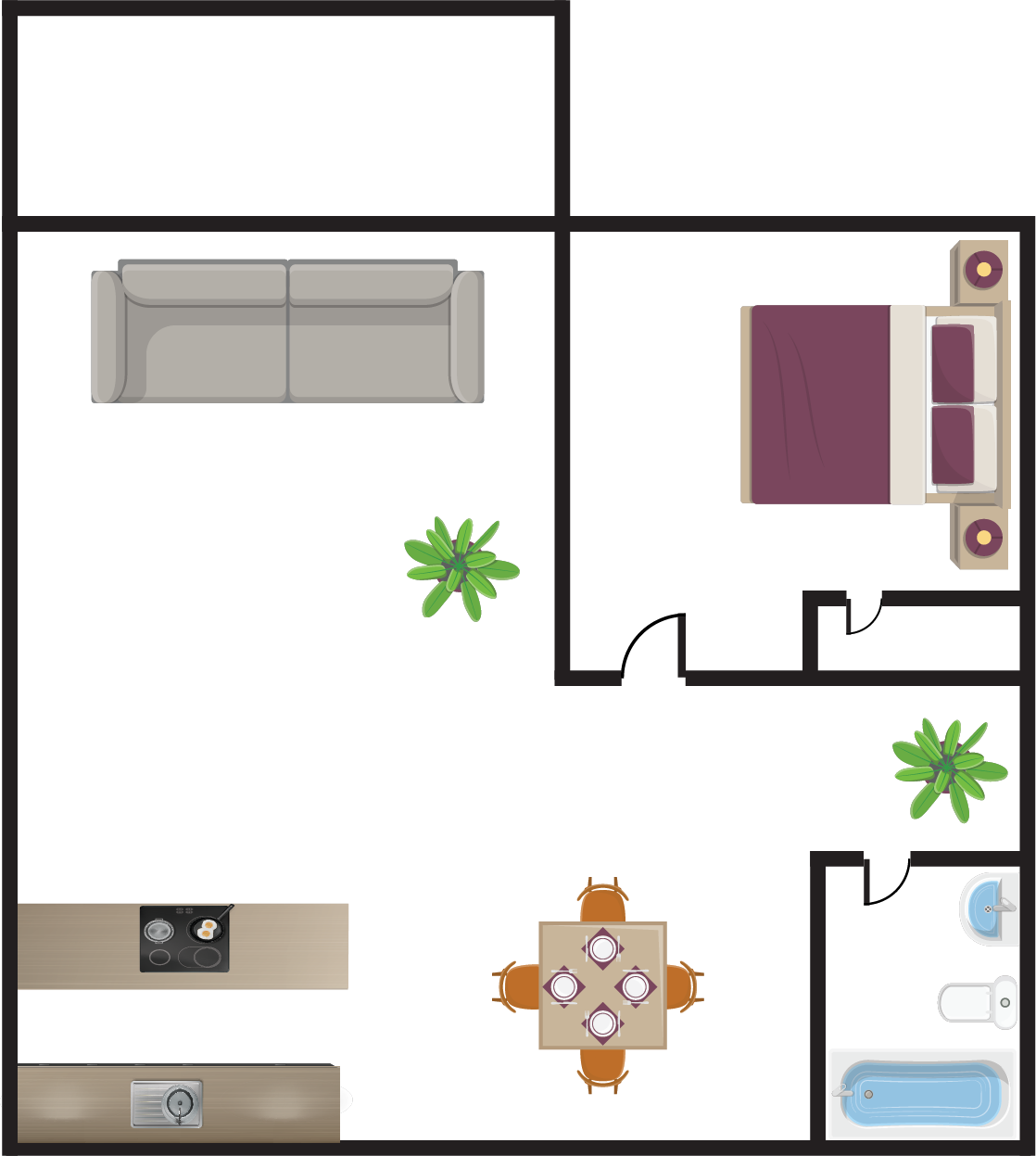 1 bedroom 1 bath floorplan