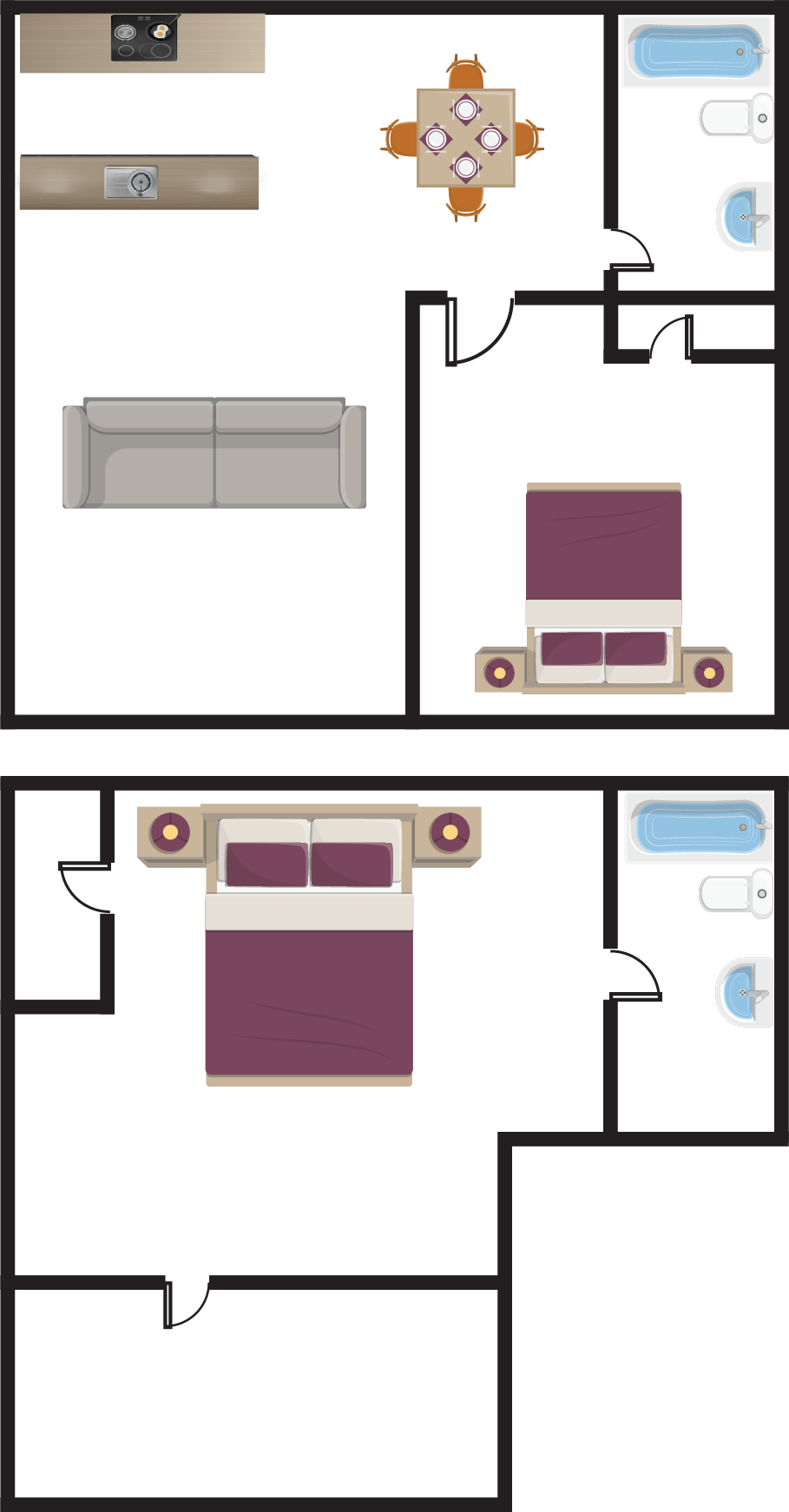 2 bedroom 2 bath Floorplan
