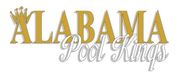 Alabama Pool Kings logo in gold and silver script on a white background