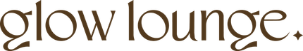 Glow Lounge logo in brown cursive text with a small star accent.