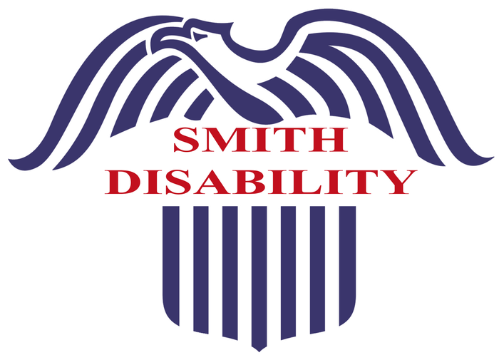 Smith Disability Logo blue eagle encasing the words smith disability in red text