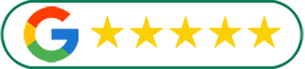 Google logo with five gold stars.