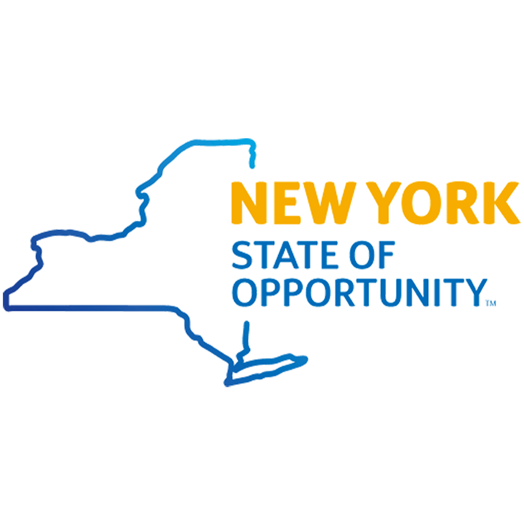 New York state outline logo with orange “NEW YORK” and blue “STATE OF OPPORTUNITY” text