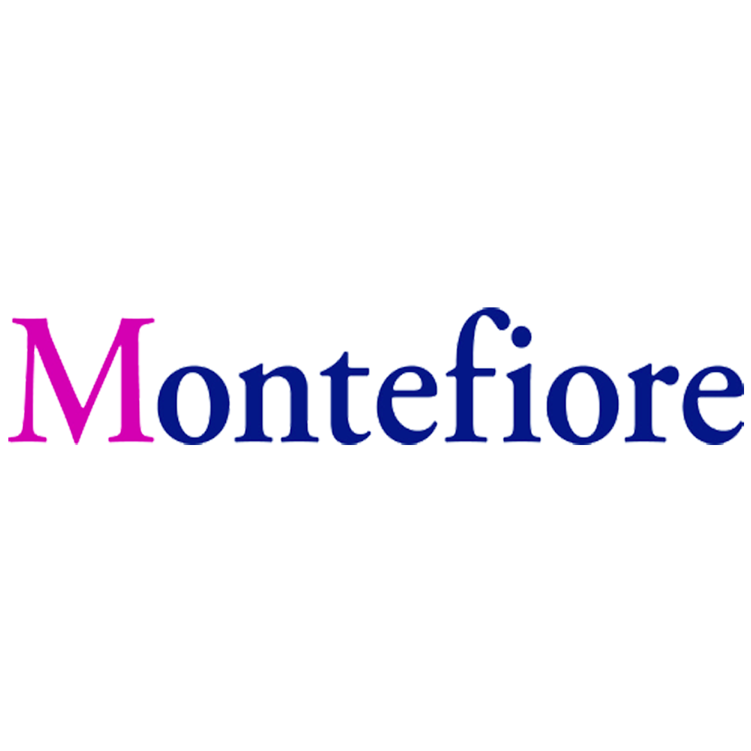 Montefiore logo with magenta “M” and blue text on a white background