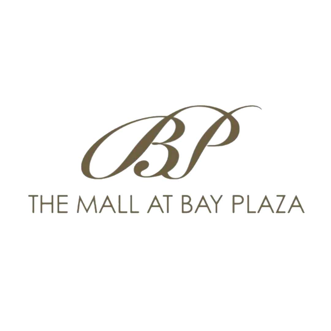 The Mall at Bay Plaza logo in gray script on a white background