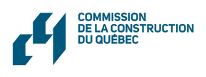 Logo bleu de la Commission de la construction du Québec avec texte en français