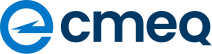 Logo « cmeq » bleu et gris avec une icône circulaire bleue stylisée en forme de « e »