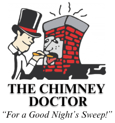 A logo for the chimney doctor for a good night 's sweep