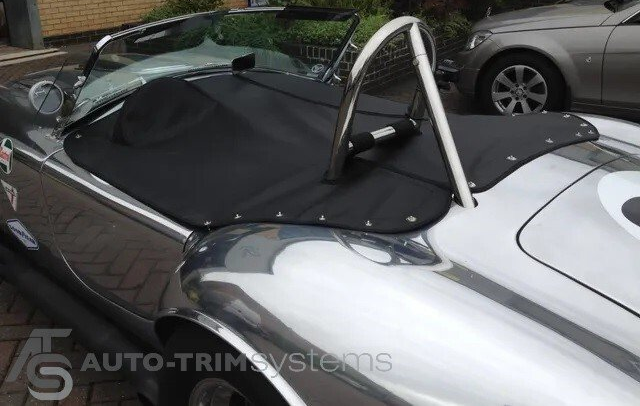 Tailored vinyl tonneau cover hood for AC Cobra