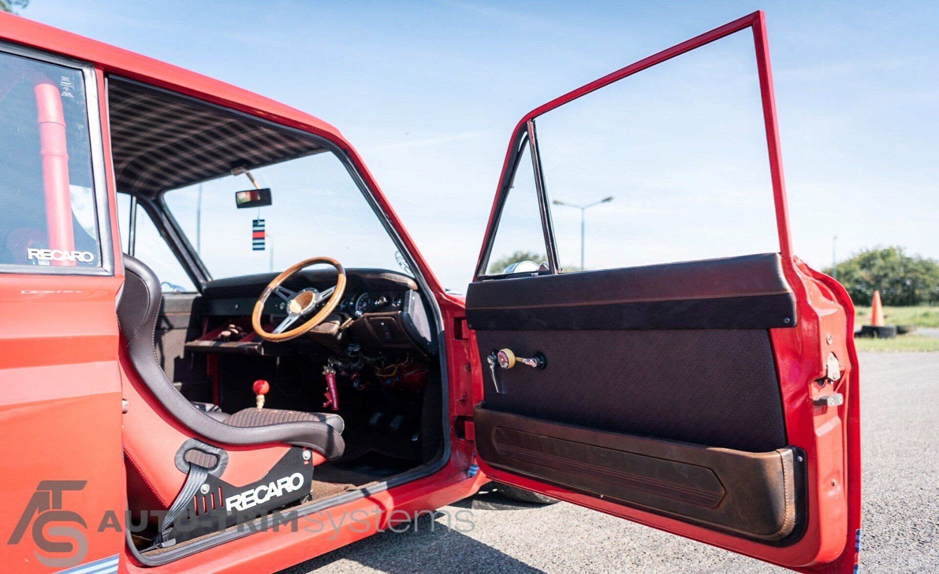 Modified Hillman Imp door card in Singer Porsche style brown leather