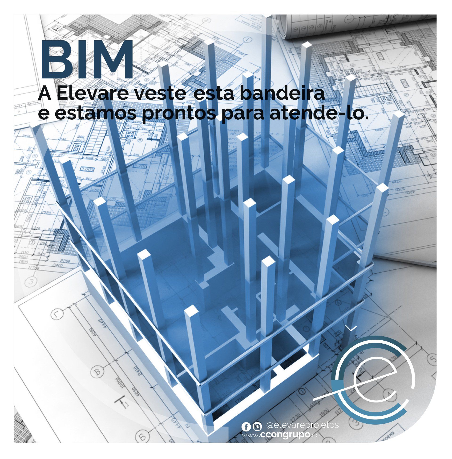 Modelo de construção BIM em plantas, com o texto