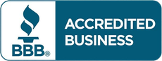BBB Accredited Business logo on blue and white background