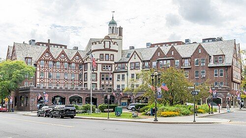 An images of a large building that is Harwood Court in Scarsdale, NY.