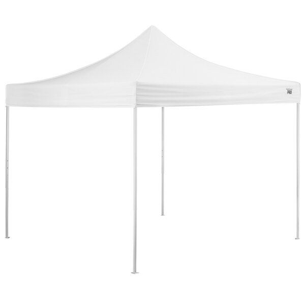 A white canopy tent with a white frame on a white background.