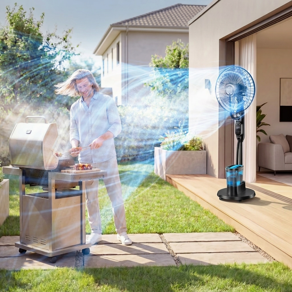 Portable Bucket Misting Cooling Fan Rental in New York City for Patio Outdoor