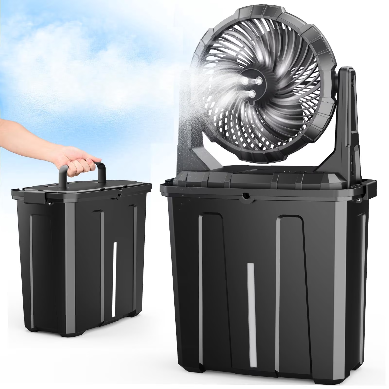 Portable Bucket Misting Cooling Fan Rental in New York City for Patio Outdoor
