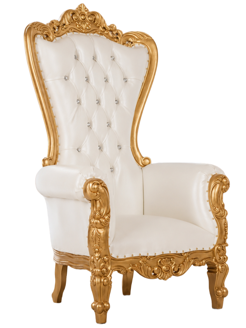 Royal Throne Chair White & Gold Rental New York City Bronx Manhattan Bronx Queens Long Island Nassau County