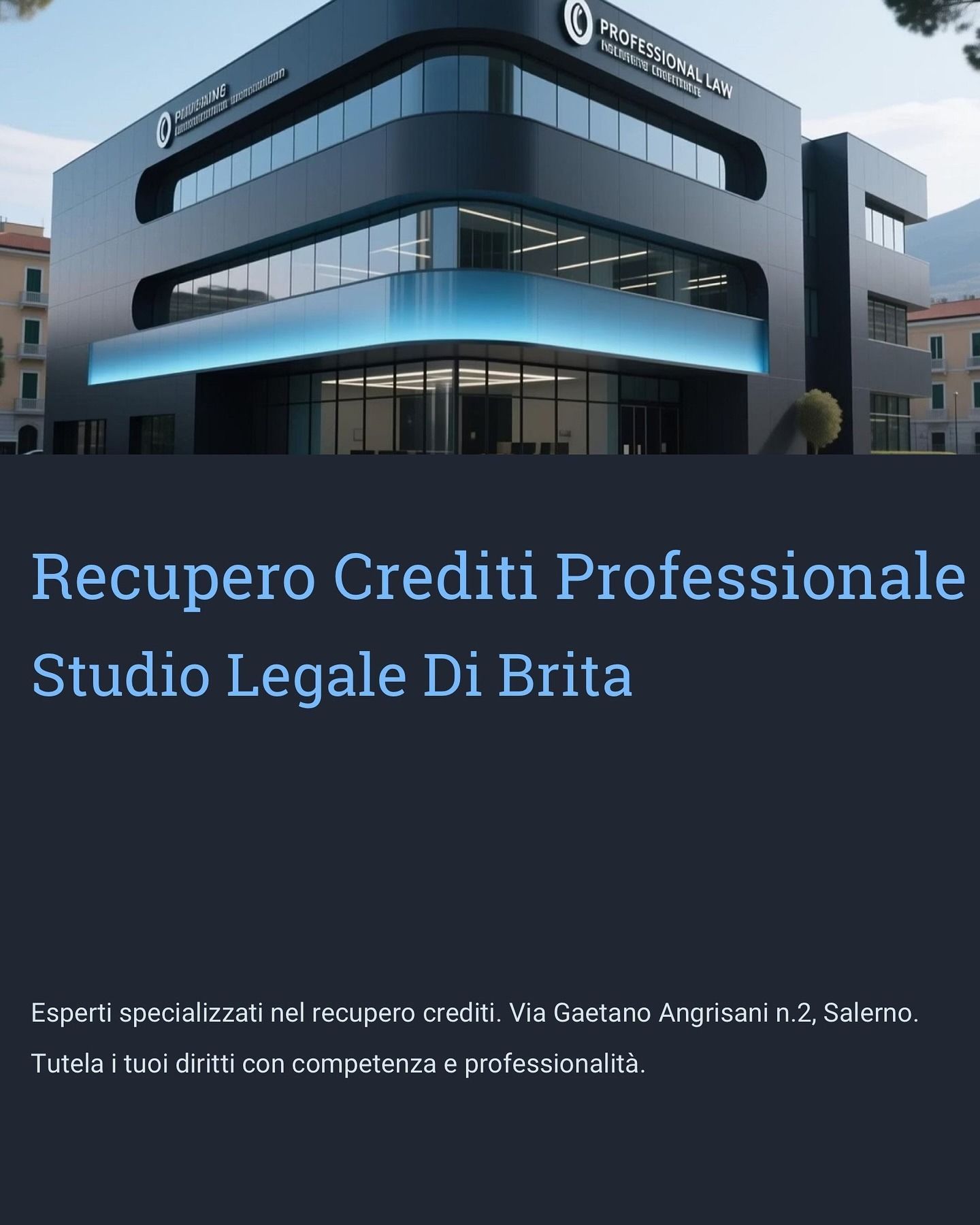 Modern building with text: 