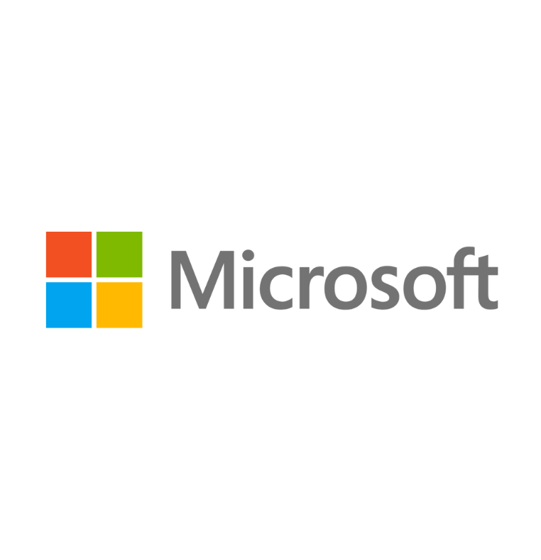 Microsoft logo: a square composed of four colored squares (red, green, blue, yellow) beside the word 