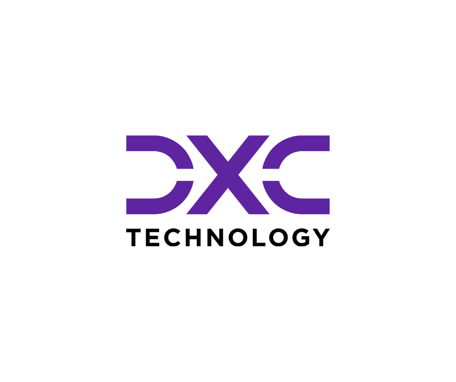 Purple DXC logo with 