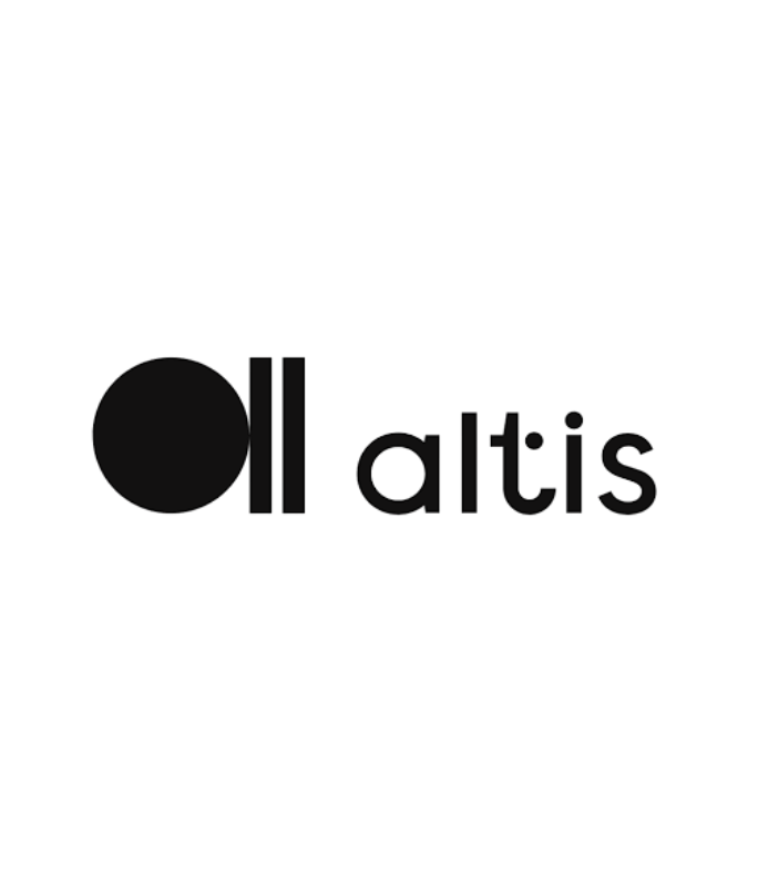 Black circle and parallel lines logo next to the word 