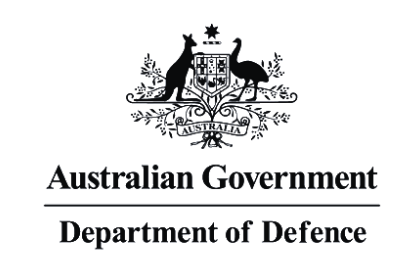 Australian Department of Defence logo: coat of arms with kangaroo and emu, above text 