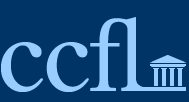 A blue background with the word ccfl and a building on it.