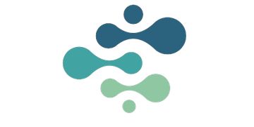 A blue and green logo on a white background.