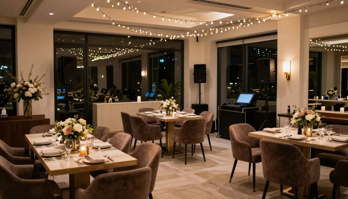 Ambientación nocturna para una fiesta personalizada