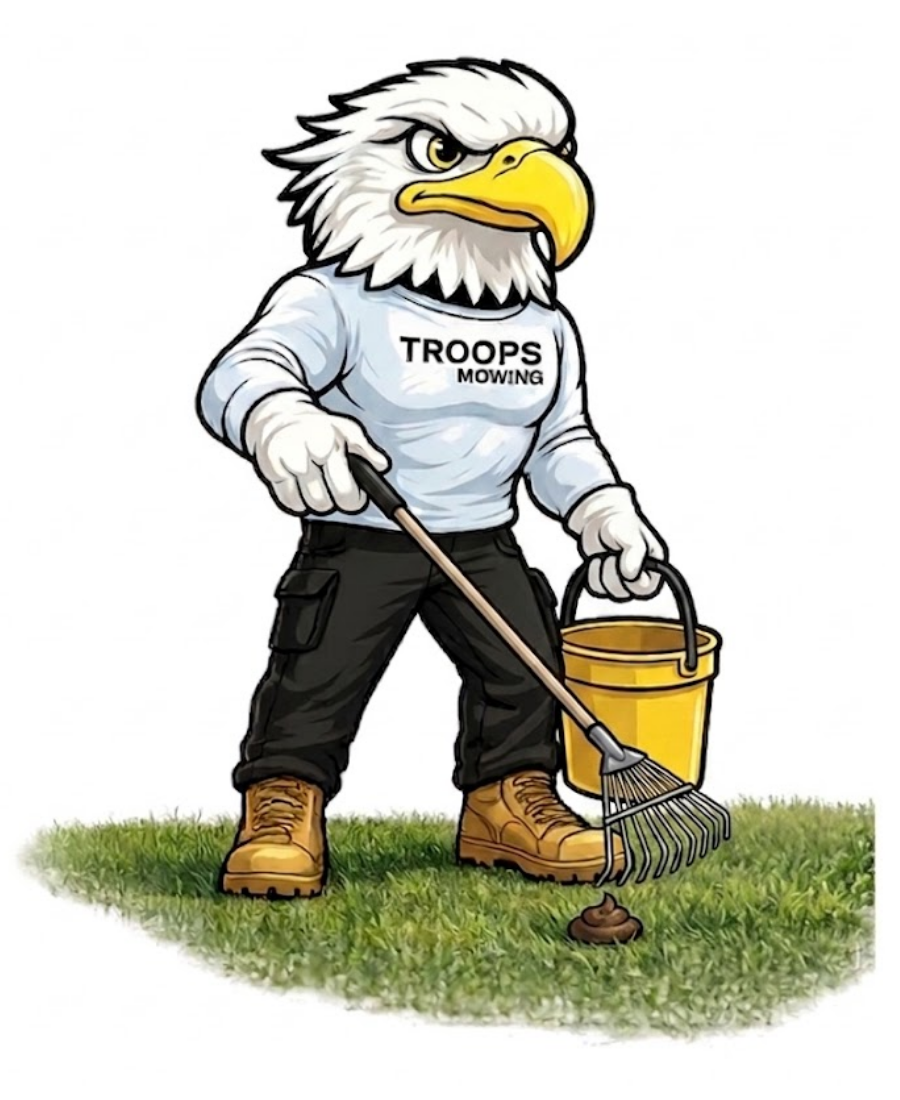 Mascot cleaning pet waste