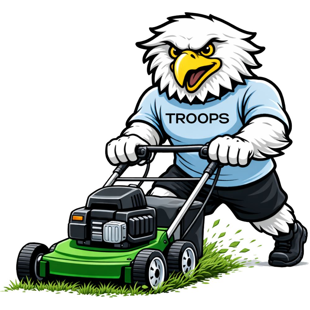 Mascot using lawn mower