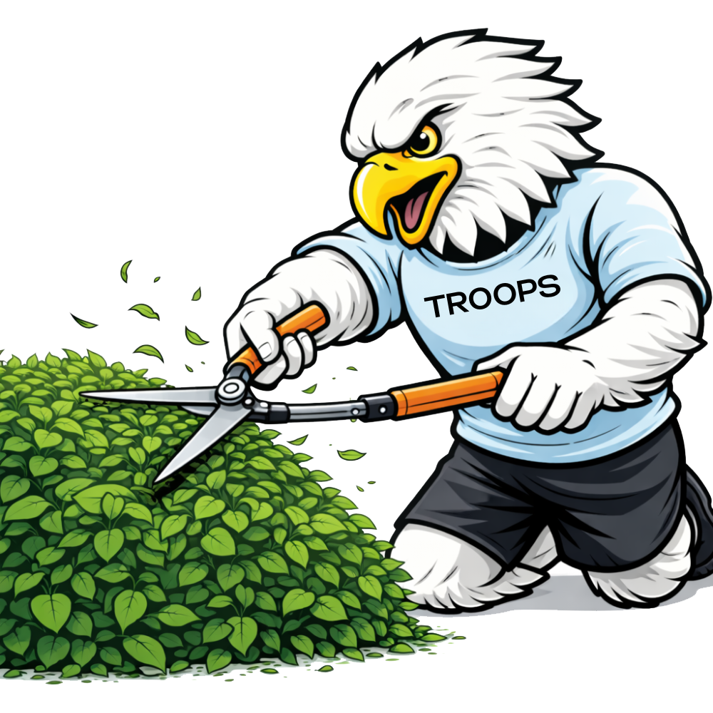 Mascot using grass shear