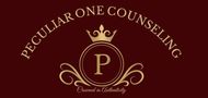 The logo for peculiar one counseling has a crown on it.