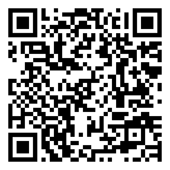 Ein schwarz-weißer QR-Code auf weißem Hintergrund.