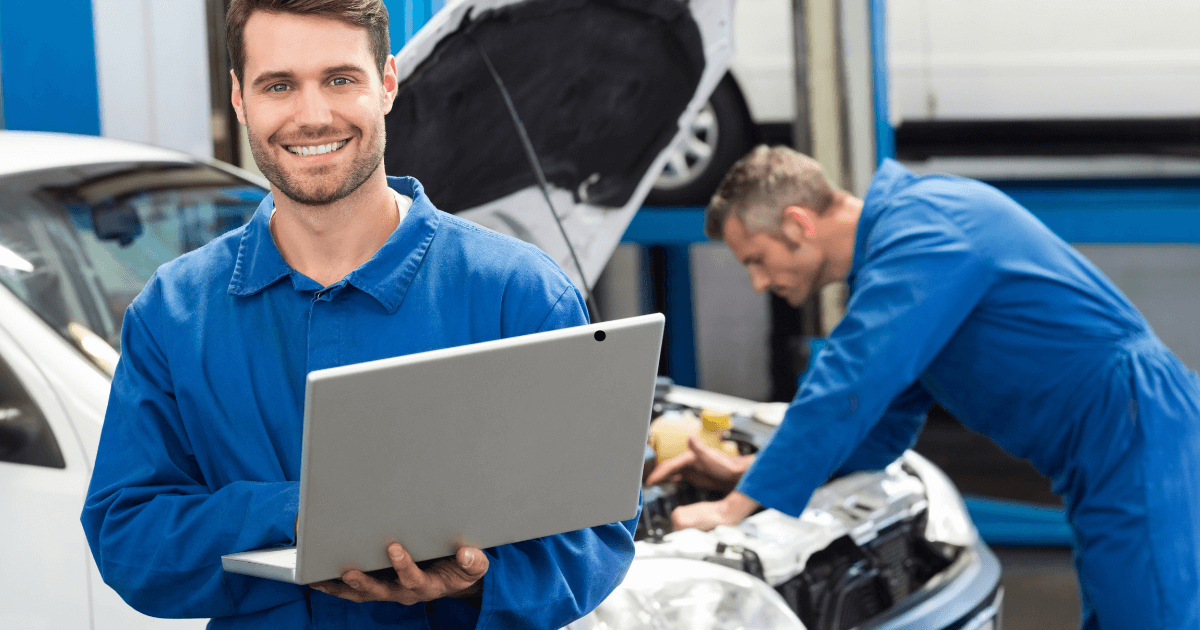 mechanics doing a car diagnostic