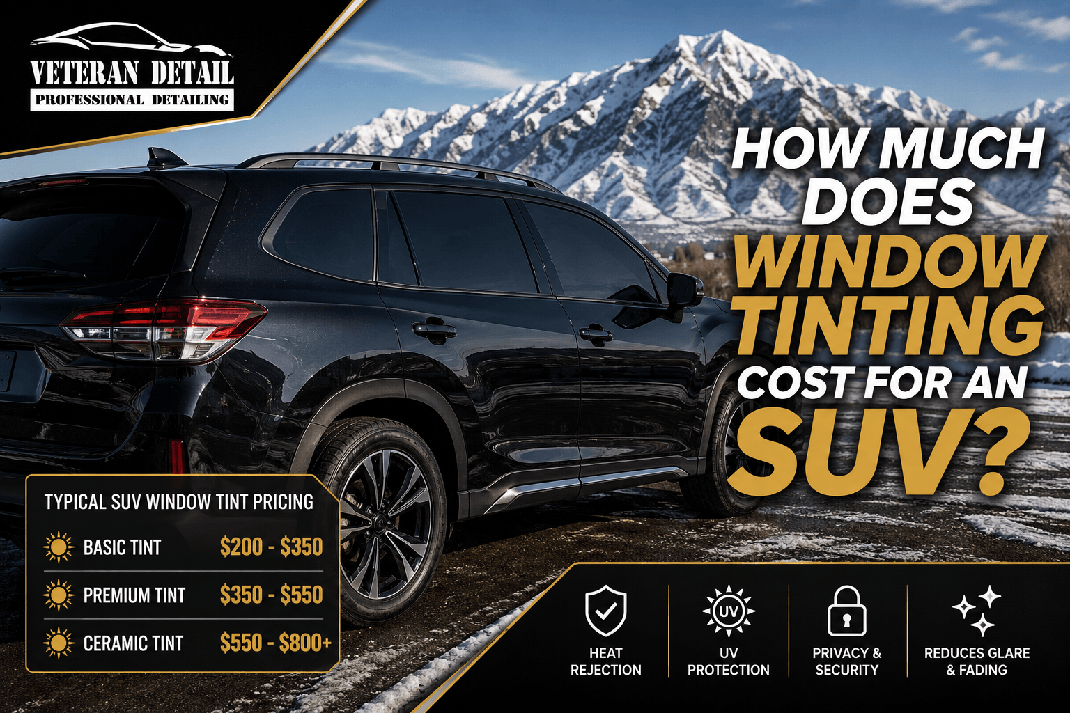Veteran Metal Roofing ad with black truck and pricing for full detail packages on trucks or SUVs