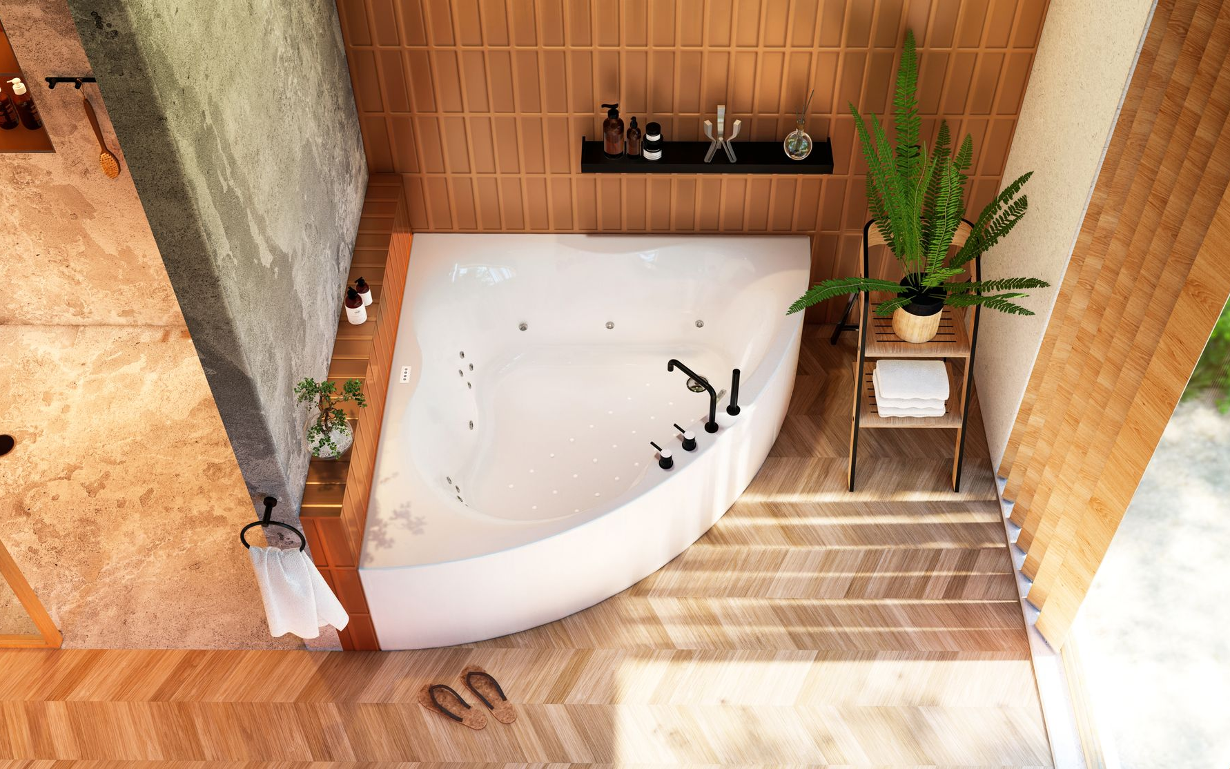 Baignoires Balnéo angle 150X150 avec deux places cote à cote pour du massage et du plaisir à deux