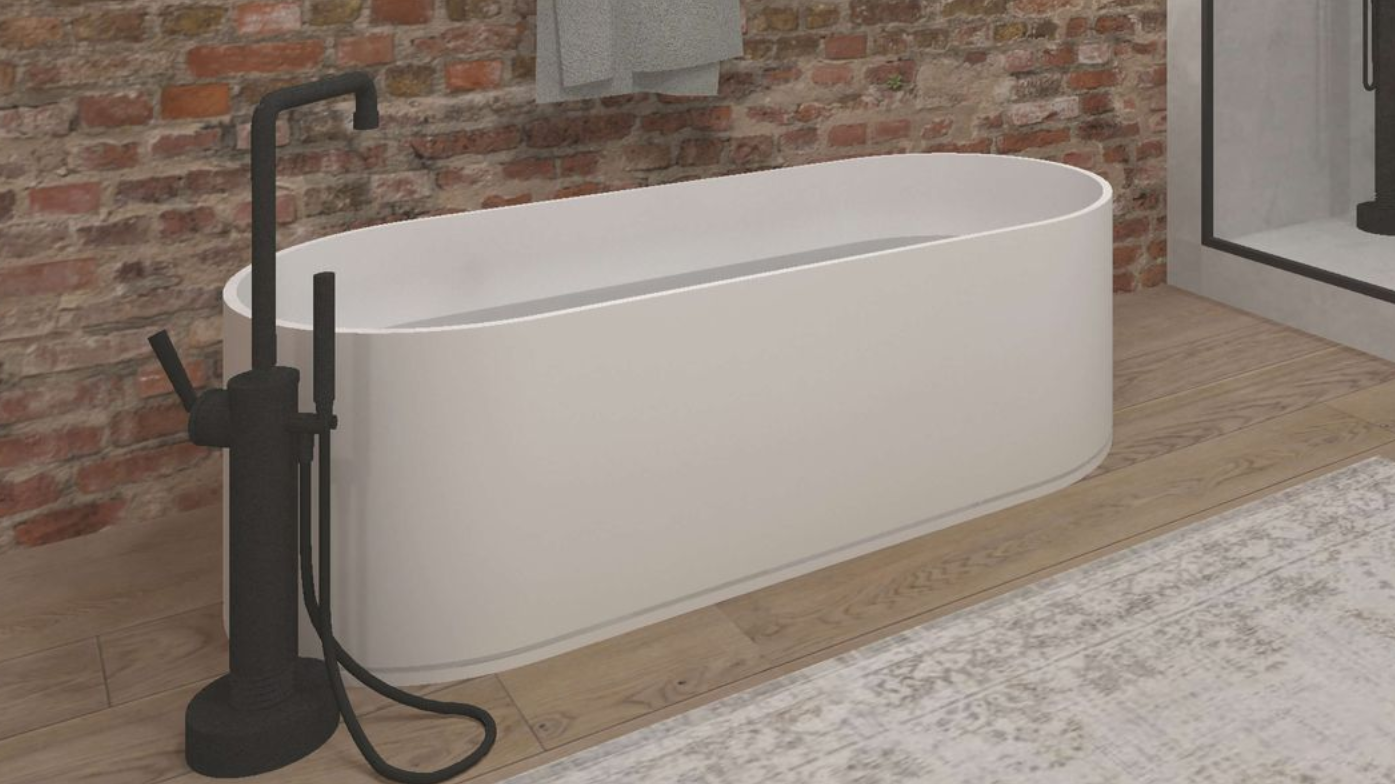 Baignoire ilot ovale droite en resine solid surface Dado Quartz