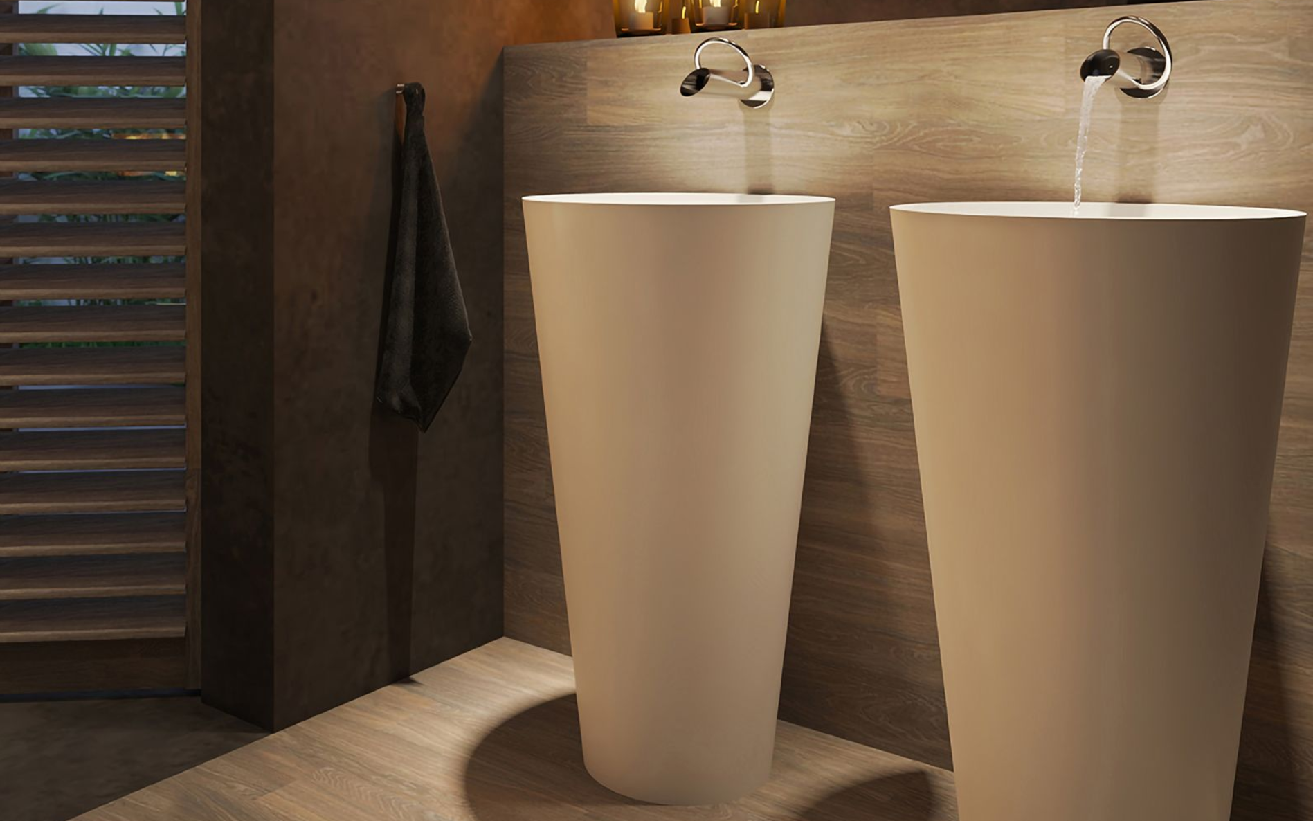Lavabo vasque , totem sur pied forme ovale et ronde