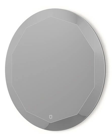 Miroir salle de bain rond rétroéclairé bords biseautés