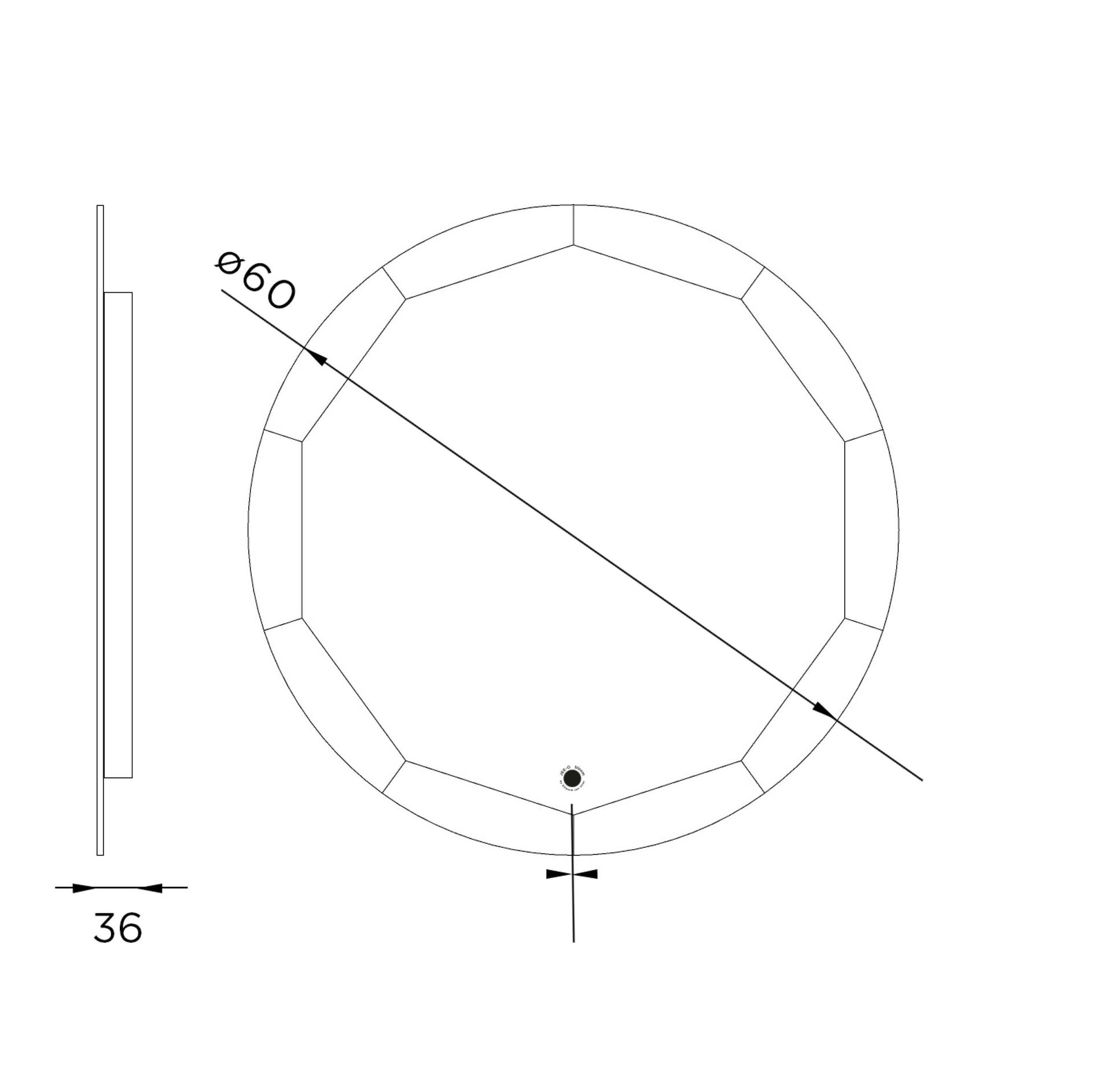 Schéma miroir bords biseautés rond 60 cm