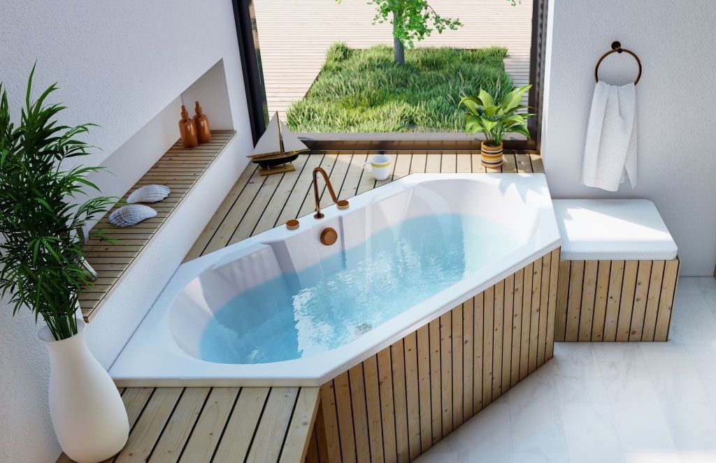 Collection baignoires Balnéo en angle pour optimiser l'espace dans la salle de bains