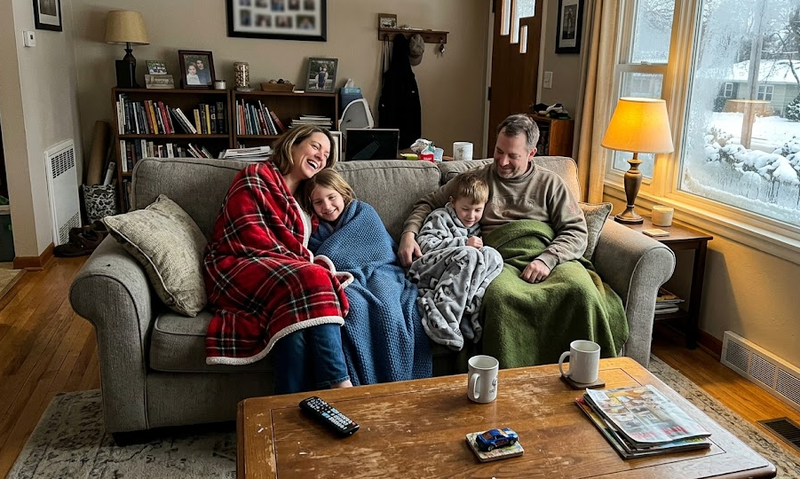 A family enjoying reliable winter heating inside their cozy Spokane home