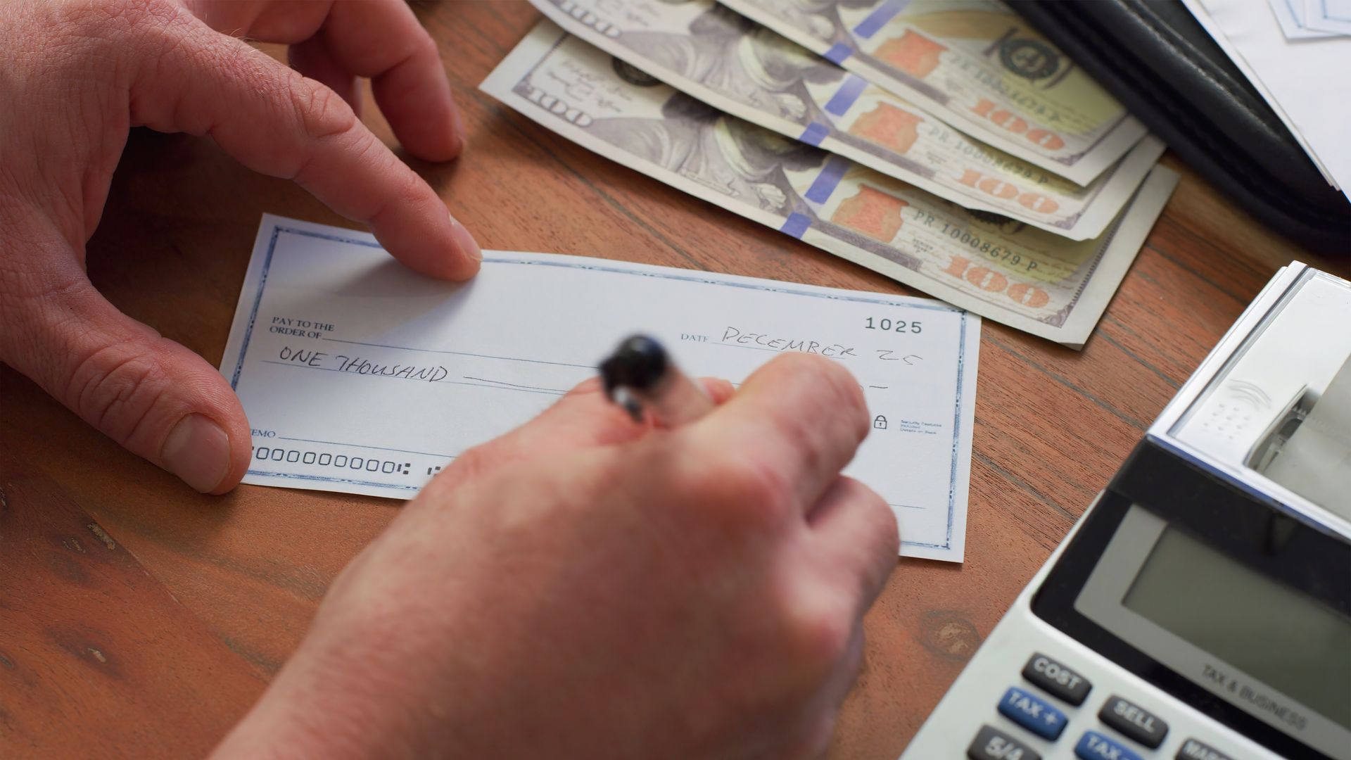 writing a check