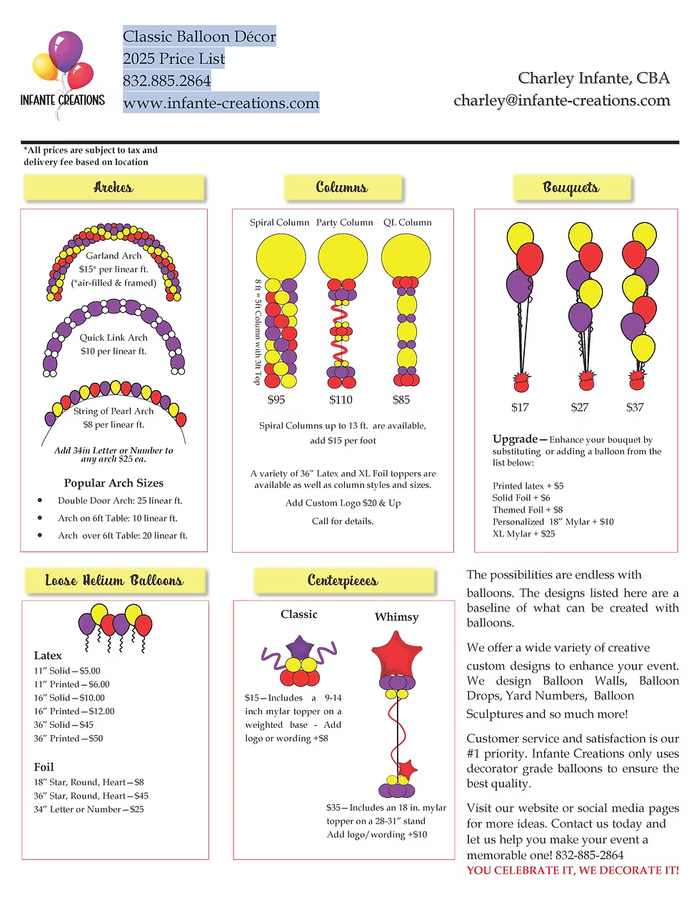 Colorful balloon craft guide with step-by-step examples and materials list
