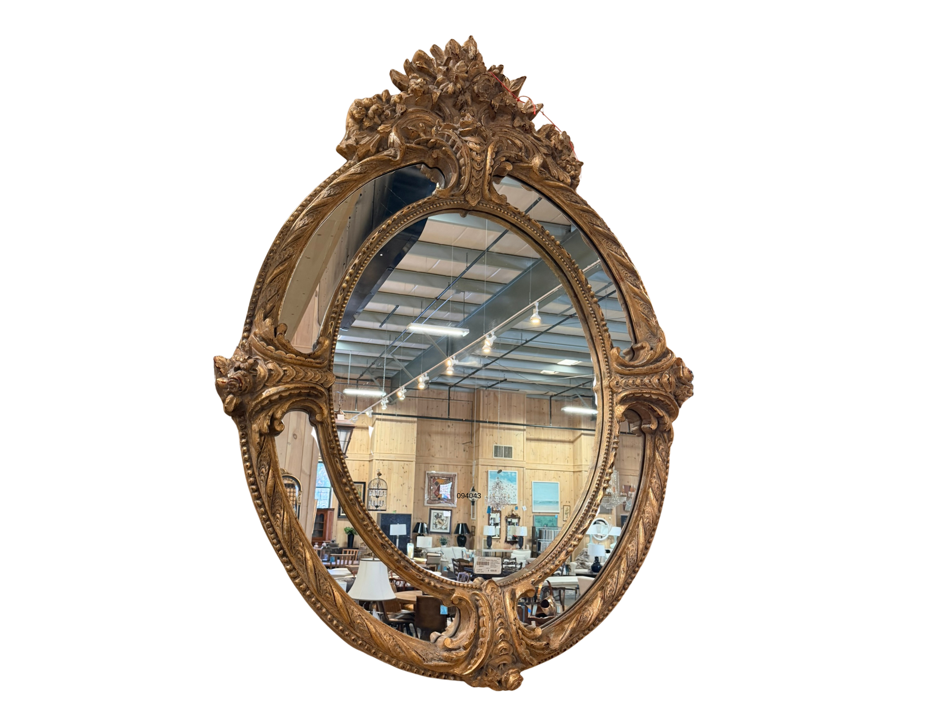 Vintage Ornate Gold Framed Oval Wall Mirror