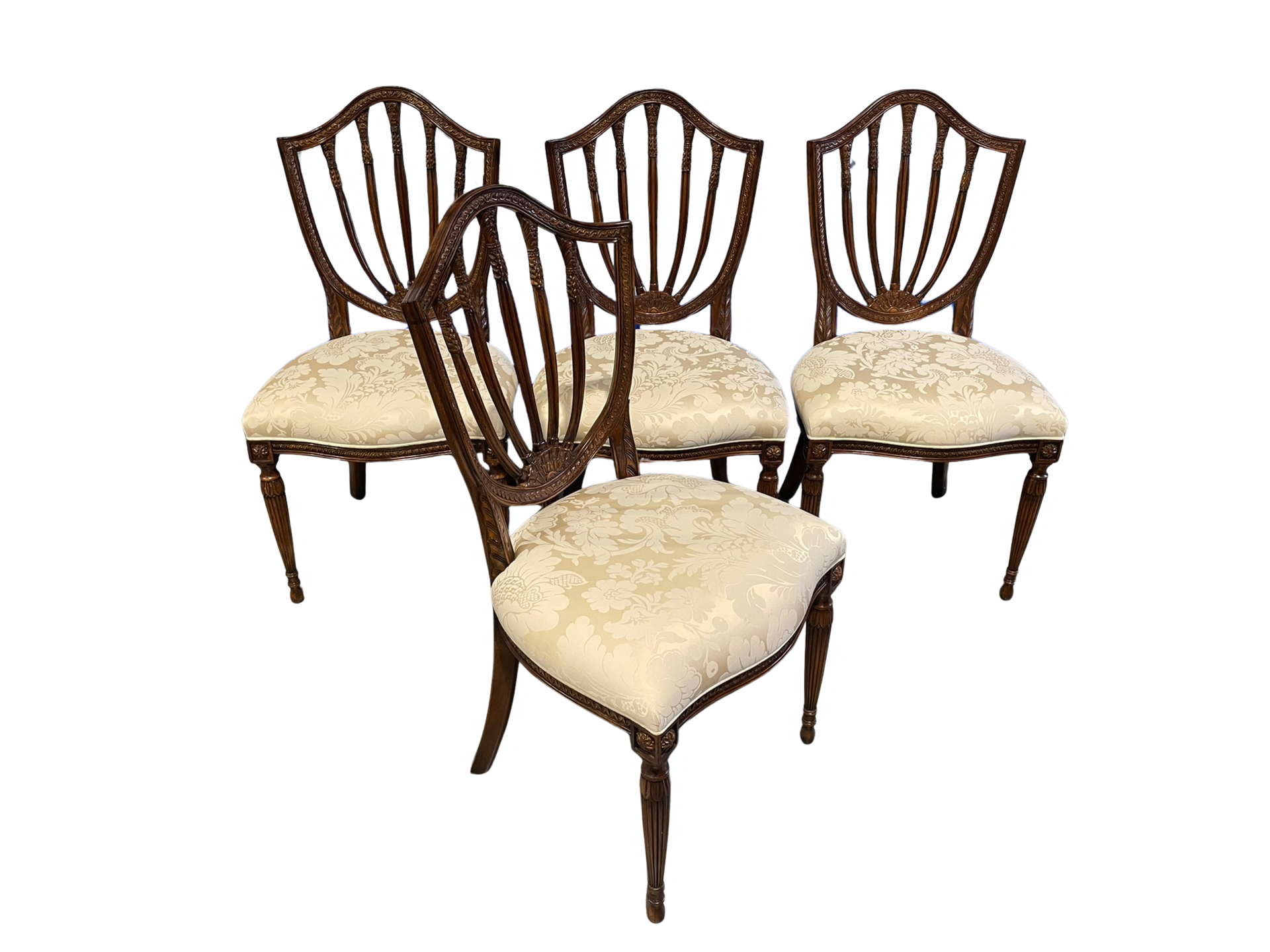 Set of 4 Theodore Alexander Hepplewhite Shield Back Dining Chairs