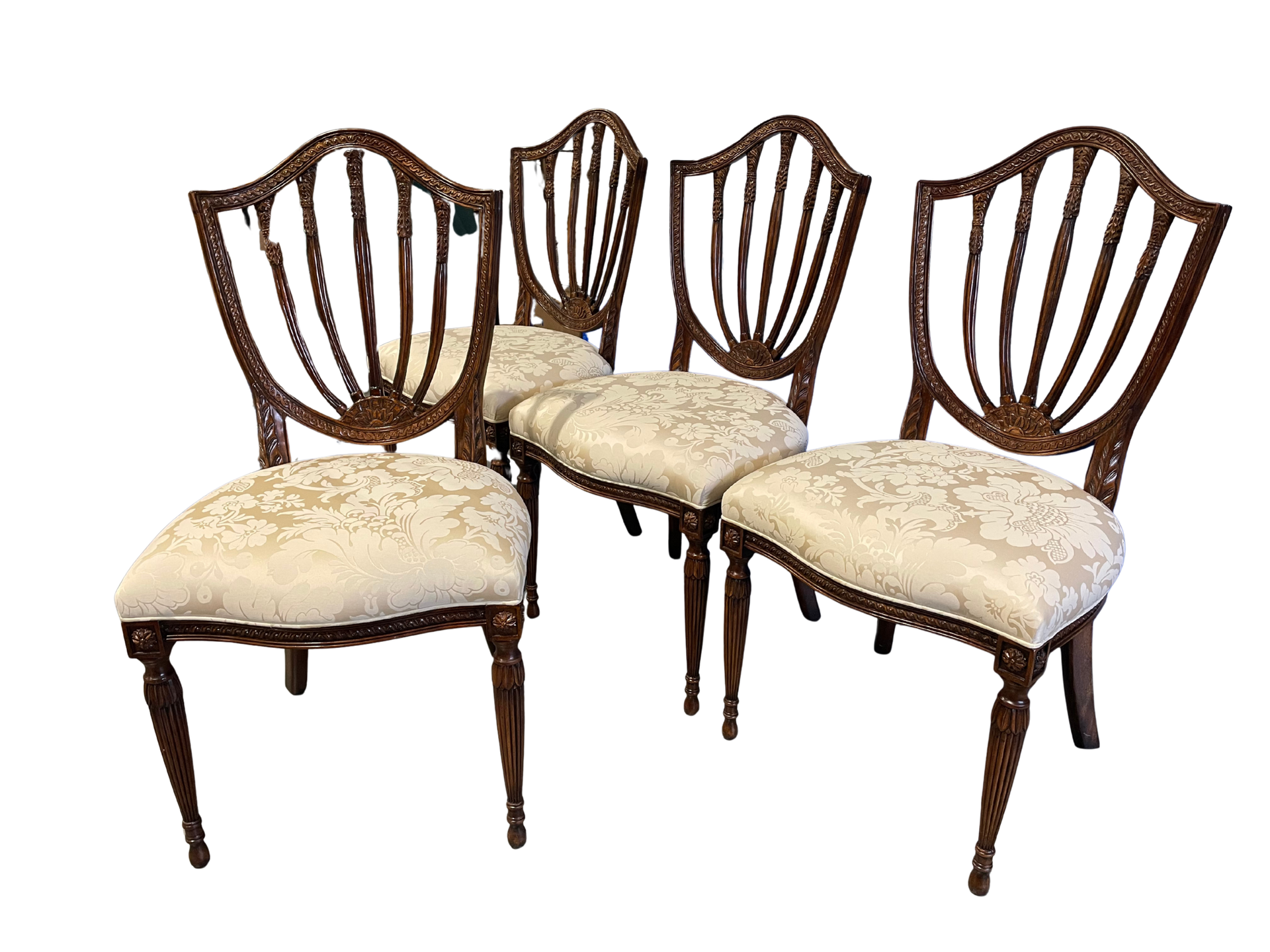 Set of 4 Theodore Alexander Hepplewhite Shield Back Dining Chairs